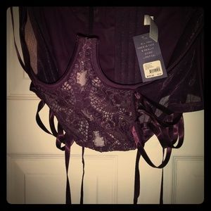 Cross-Dyed Lace Waist Cincher Eggplant